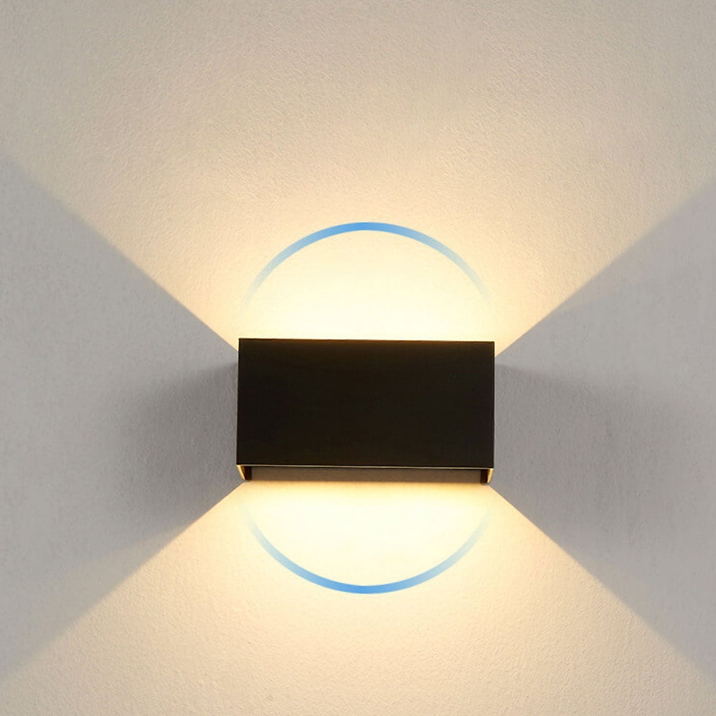 Vivolux | Moderne wasserdichte rechteckige LED-Wandleuchte für den Außenbereich mit Auf- und Ab-Beleuchtung