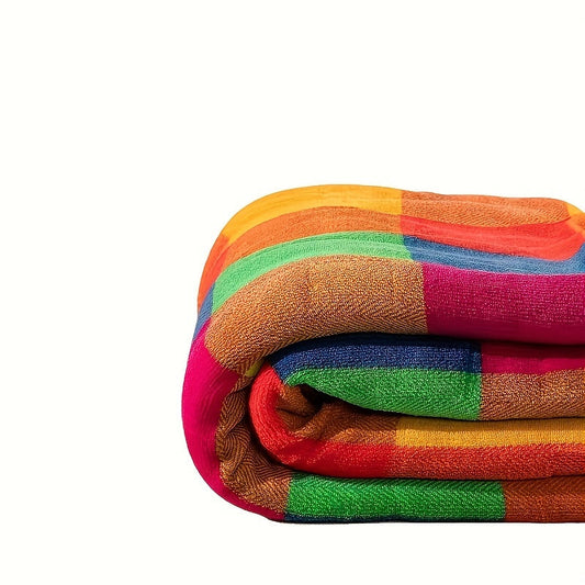 Vivolux | Korallfleece-Decke – Wendbare dicke Sherpa-Decke mit buntem kariertem Muster