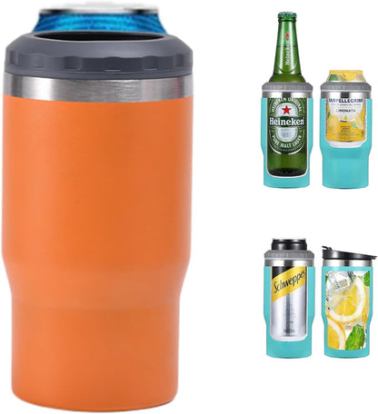 Vivolux | 4 in 1 Edelstahl Dose-/Flaschenisolator, 14Oz Zwei-Wege-Deckel SUS Isolierte Dose Kühler, Bierflaschenhalter (Schwarz)