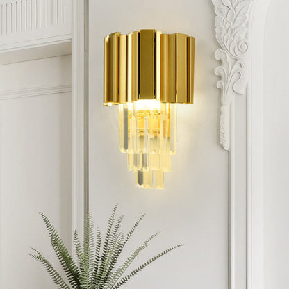 Vivolux | Traditioneel Tiered Wandlamp 2 Koppen Helder Kristal LED Wandarmatuur in Goud