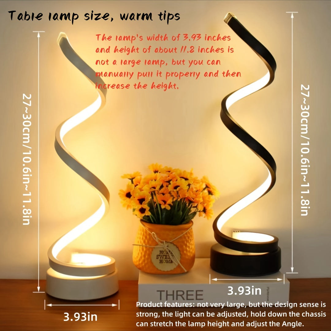 Vivolux | Moderne Spiral Tischlampe – Kreative LED Schreibtischlampe mit sanftem warmem Licht, perfekt für Schlafzimmer, Wohnzimmer und Studien Dekor