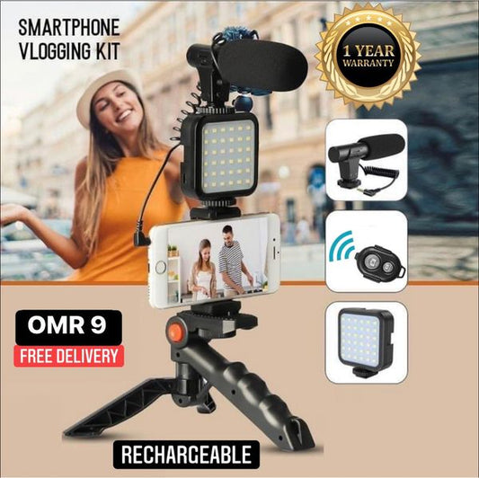 Vivolux | Professionelles Videomikrofon-Set mit Stativ und LED-Videoleuchte