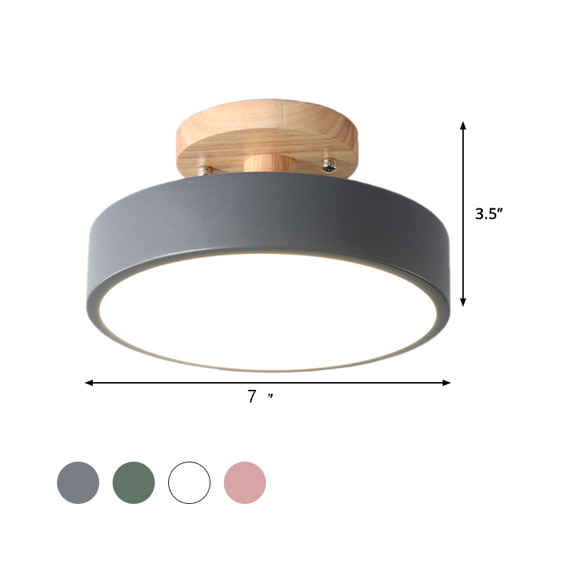 Vivolux | Skandinavische LED-Deckenleuchte mit Holz | Moderne Trommelform für Flure und Eingänge | Energieeffiziente Beleuchtung