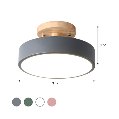 Vivolux | Skandinavische LED-Deckenleuchte mit Holz | Moderne Trommelform für Flure und Eingänge | Energieeffiziente Beleuchtung