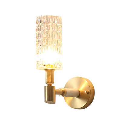 Vivolux | Gold Tube Wandleuchte Traditionär Geripptes Glas 1 Glühbirne Wandmontierte Lampe für Wohnzimmer