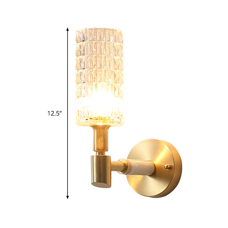 Vivolux | Gold Tube Wandleuchte Traditionär Geripptes Glas 1 Glühbirne Wandmontierte Lampe für Wohnzimmer