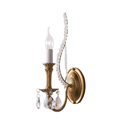 Vivolux | Kaarsenhouder Slaapkamer Wandlamp Rustiek Facet Kristal 1/2 Koppen Messing Wandverlichting Armatuur
