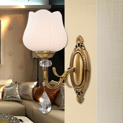 Vivolux | Kristall Prisma Blüte Wandmontierte Lampe Traditionalismus 1/2 Glühbirnen Schlafzimmer Wandleuchte Lichtarmatur in Gold