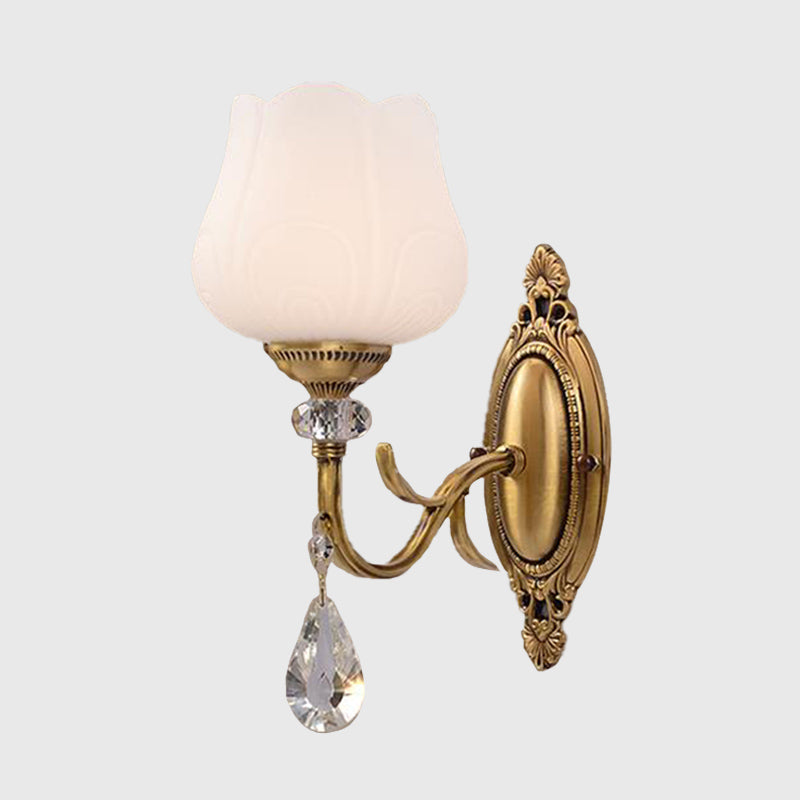 Vivolux | Kristall Prisma Blüte Wandmontierte Lampe Traditionalismus 1/2 Glühbirnen Schlafzimmer Wandleuchte Lichtarmatur in Gold