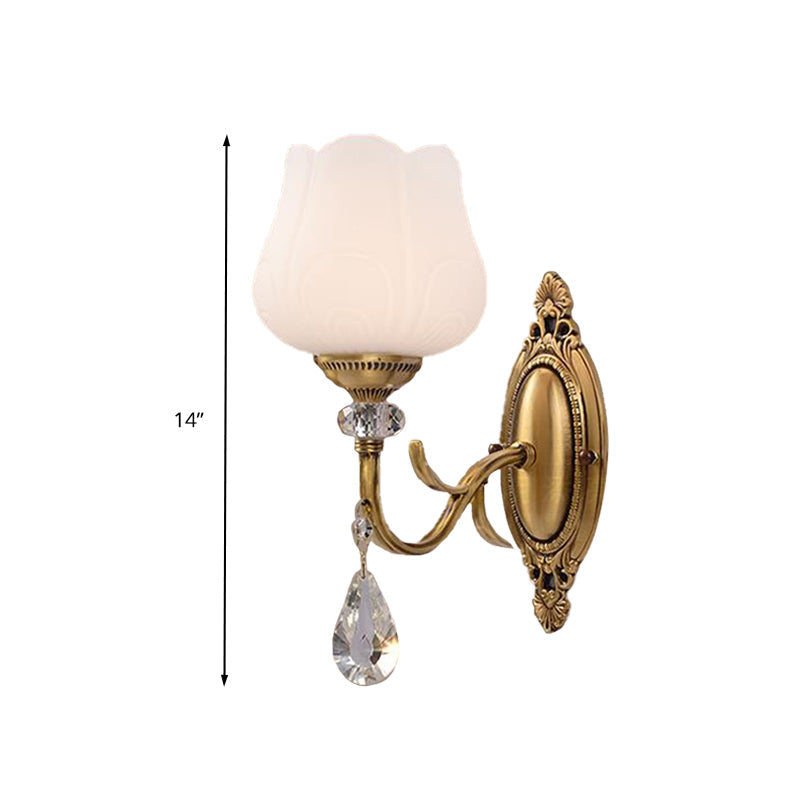 Vivolux | Kristall Prisma Blüte Wandmontierte Lampe Traditionalismus 1/2 Glühbirnen Schlafzimmer Wandleuchte Lichtarmatur in Gold