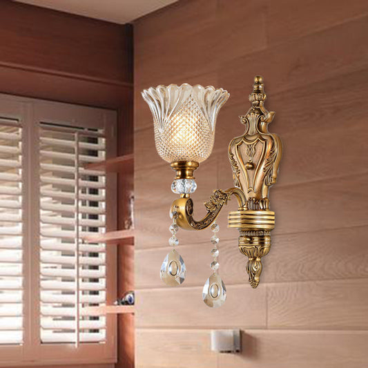 Vivolux | Bell Schlafzimmer Wandlicht Wandlampe Vintage Facettenschliff Kristall 1 Kopf Messing Wandbeleuchtungseinheit