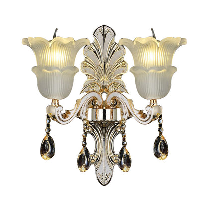 Vivolux | Traditionele Bloom Wandlamp 1/2 Koppen Heldere Kristallen Glas LED Wandlamp Licht in Goud