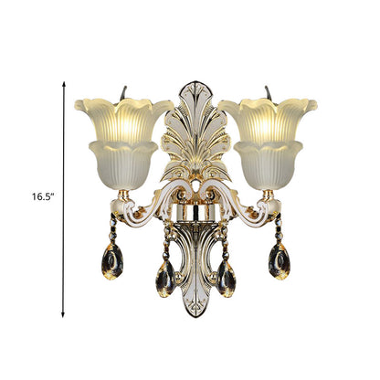 Vivolux | Traditionele Bloom Wandlamp 1/2 Koppen Heldere Kristallen Glas LED Wandlamp Licht in Goud