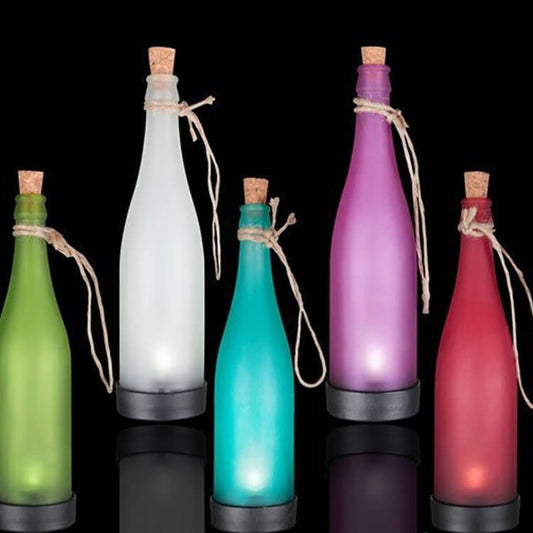 Vivolux | 5 Stück Solar Weinflasche Licht Außen Deko Plastik LED Hängeleuchte