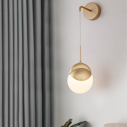 Vivolux | 1 Bulb Wohnzimmer Wandlampe Moderne Gold Wandleuchte mit rundem Milchglasschirm