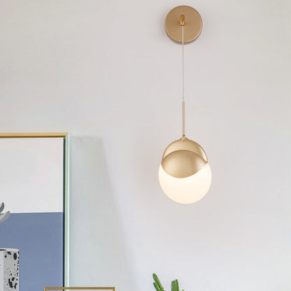 Vivolux | 1 Bulb Wohnzimmer Wandlampe Moderne Gold Wandleuchte mit rundem Milchglasschirm