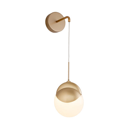 Vivolux | 1 Bulb Wohnzimmer Wandlampe Moderne Gold Wandleuchte mit rundem Milchglasschirm