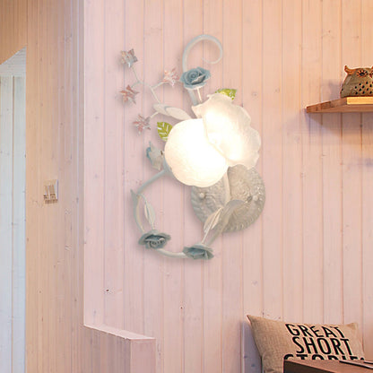 Vivolux | Creme Glas Blüten Wandmontierte Lampe Landhausstil 1 Kopf Wohnzimmer Wandleuchte Lichtarmatur in Weiß/Rosa, Links/Rechts
