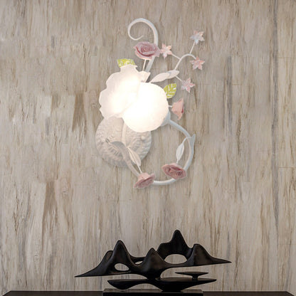 Vivolux | Traditionalisme Bloem Motief Muurmontage Lamp 1 Hoofdkraan Witte Glas Wandlamp voor Slaapkamer, Links/Rechts