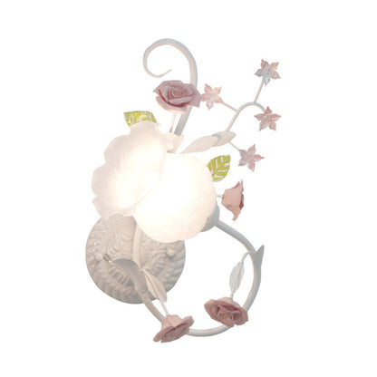 Vivolux | Traditionalisme Bloem Motief Muurmontage Lamp 1 Hoofdkraan Witte Glas Wandlamp voor Slaapkamer, Links/Rechts