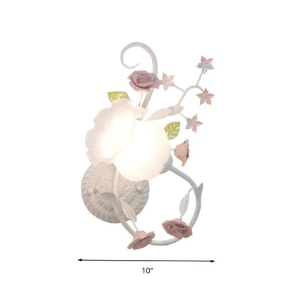 Vivolux | Traditionalisme Bloem Motief Muurmontage Lamp 1 Hoofdkraan Witte Glas Wandlamp voor Slaapkamer, Links/Rechts
