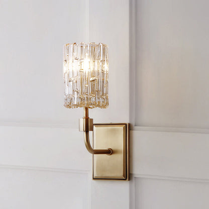 Vivolux | Minimalistische cilindrische metalen wandlamp 1 bulbe helder/amber kristal wandmontage verlichting voor de woonkamer