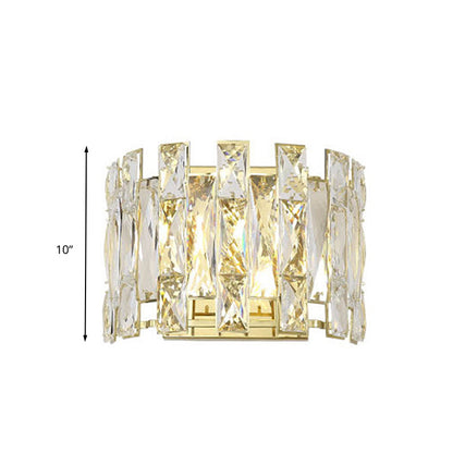 Vivolux | Klarer Kristall Halbzylinder Wandleuchte Traditionell 2 Köpfe Schlafzimmer LED Wandbeleuchtung, 7,5"/10" B