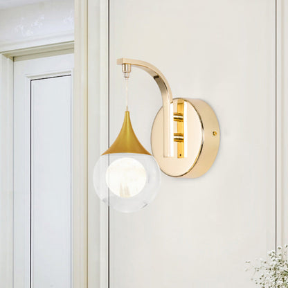 Vivolux | Gold LED Wandmontage Lamp Retro Kristallkugel Wand Sconces Beleuchtung für Wohnzimmer