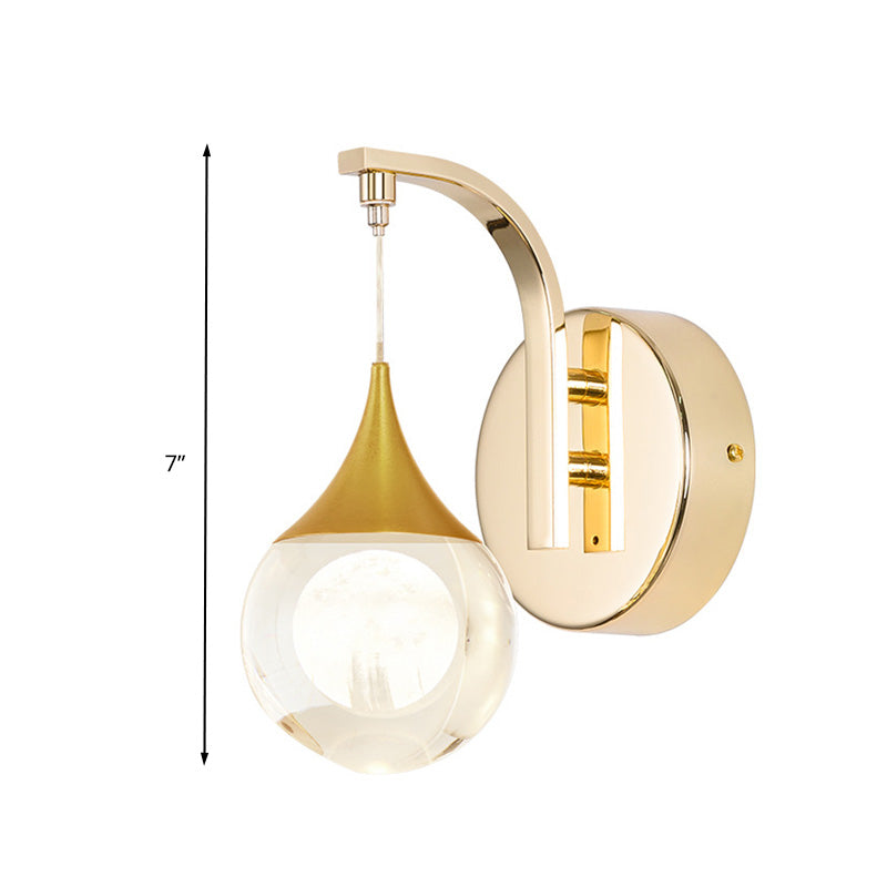 Vivolux | Gold LED Wandmontage Lamp Retro Kristallkugel Wand Sconces Beleuchtung für Wohnzimmer