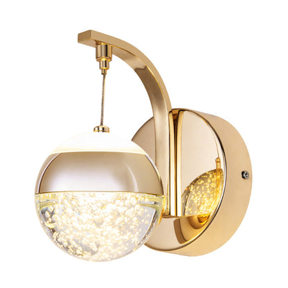 Vivolux | Bubble Crystal Globe Wandlampe Minimalistisch 1/2-Glühbirne LED Schlafzimmer Wandleuchte in Gold