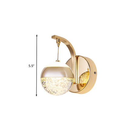 Vivolux | Bubble Crystal Globe Wandlampe Minimalistisch 1/2-Glühbirne LED Schlafzimmer Wandleuchte in Gold