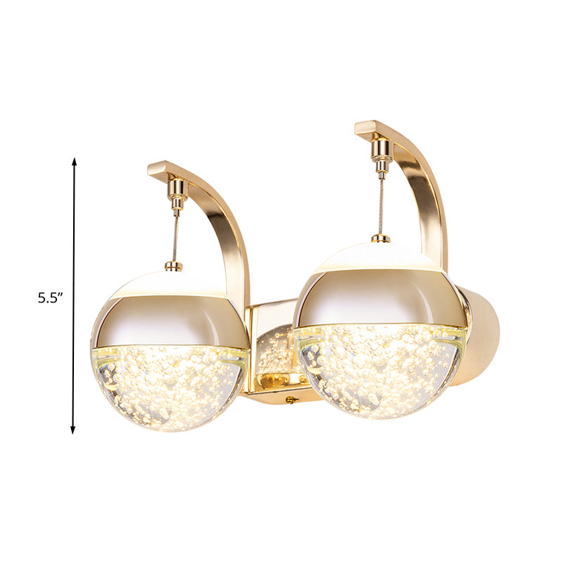 Vivolux | Bubble Crystal Globe Wandlampe Minimalistisch 1/2-Glühbirne LED Schlafzimmer Wandleuchte in Gold