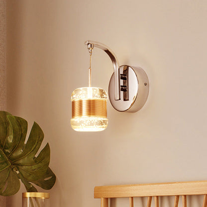 Vivolux | Traditionalism Drum Wandlamp LED Bubble Crystal Wandverlichting in Goud voor Slaapkamer