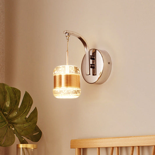 Vivolux | Traditionalism Drum Wandlamp LED Bubble Crystal Wandverlichting in Goud voor Slaapkamer