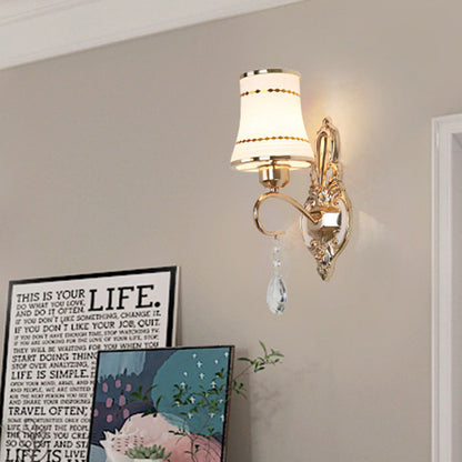 Vivolux | Kristall Flared Wandlampe Vintage 1 Kopf Wohnzimmer Wandleuchte in Gold