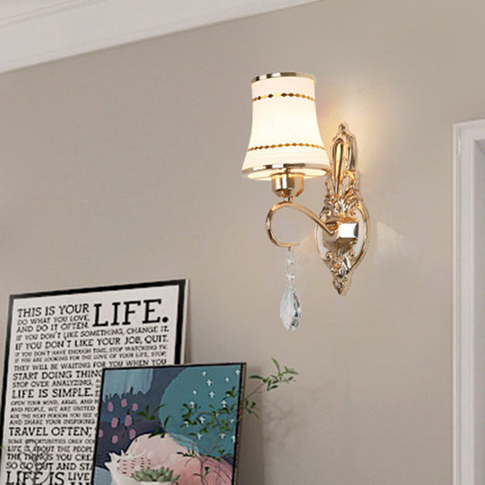 Vivolux | Kristall Flared Wandlampe Vintage 1 Kopf Wohnzimmer Wandleuchte in Gold