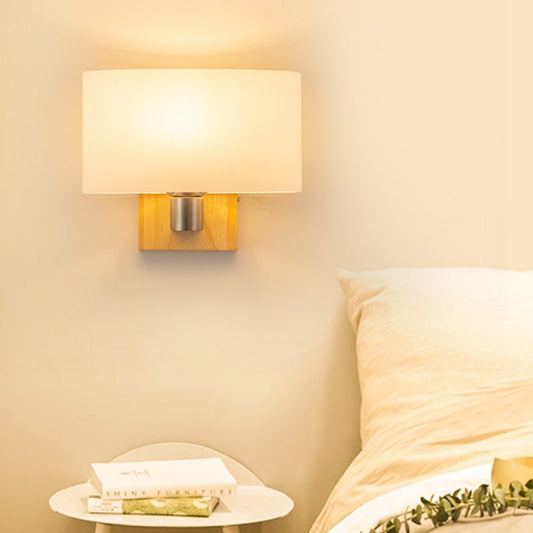 Vivolux | Witte Glazen Ovale Wandverlichting Modernistisch 1 Kop Sconcelamp met Rechthoekige Houten Achterplaat
