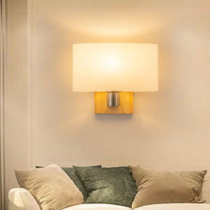 Vivolux | Witte Glazen Ovale Wandverlichting Modernistisch 1 Kop Sconcelamp met Rechthoekige Houten Achterplaat