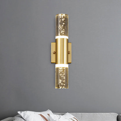 Vivolux | Bubble Crystal Gold Wandleuchte Zylinder 1/2/3 Köpfe Minimalistisch LED Wandleuchte für Wohnzimmer