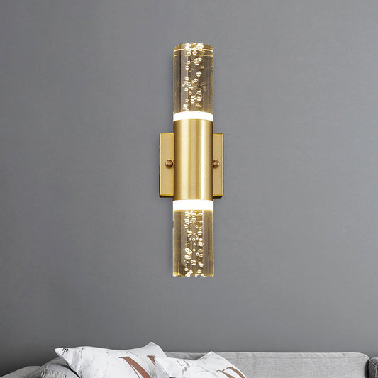 Vivolux | Bubble Crystal Gold Wandleuchte Zylinder 1/2/3 Köpfe Minimalistisch LED Wandleuchte für Wohnzimmer