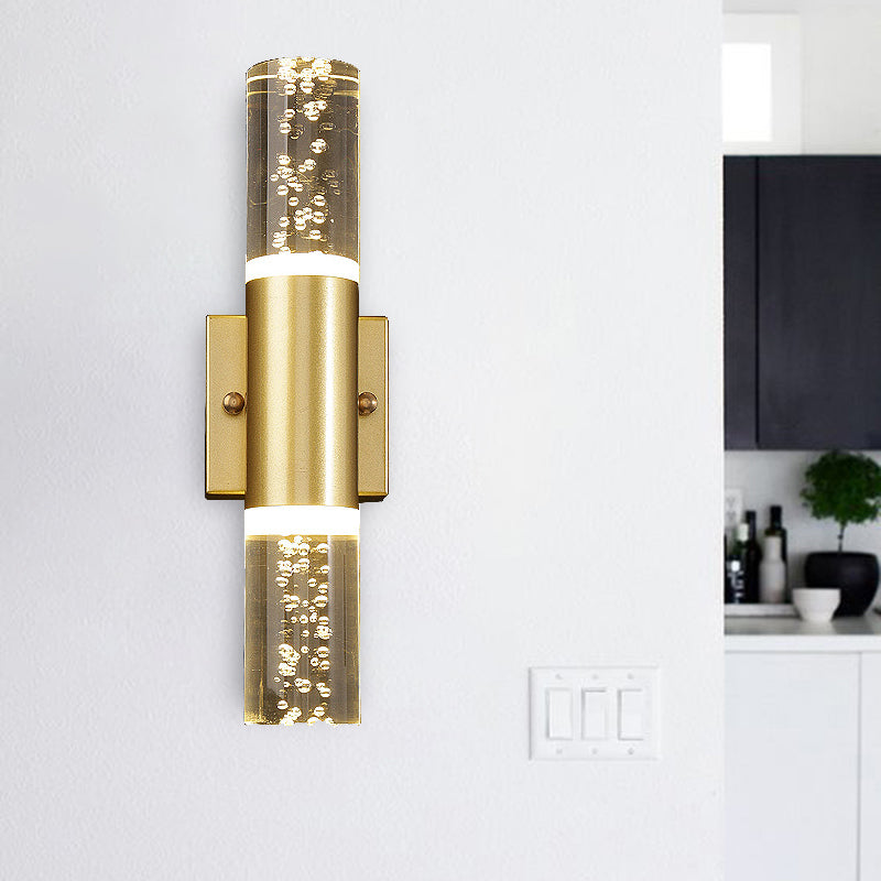 Vivolux | Bubble Crystal Gold Wandleuchte Zylinder 1/2/3 Köpfe Minimalistisch LED Wandleuchte für Wohnzimmer