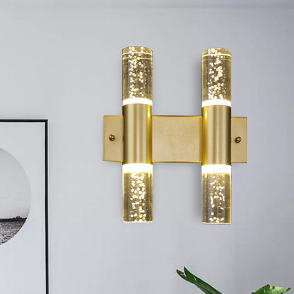 Vivolux | Bubble Crystal Gold Wandleuchte Zylinder 1/2/3 Köpfe Minimalistisch LED Wandleuchte für Wohnzimmer