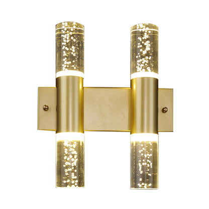 Vivolux | Bubble Crystal Gold Wandleuchte Zylinder 1/2/3 Köpfe Minimalistisch LED Wandleuchte für Wohnzimmer