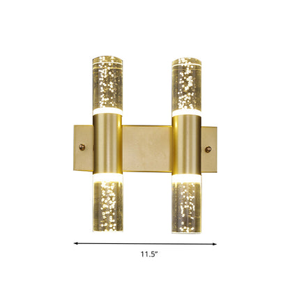 Vivolux | Bubble Crystal Gold Wandleuchte Zylinder 1/2/3 Köpfe Minimalistisch LED Wandleuchte für Wohnzimmer