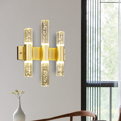 Vivolux | Bubble Crystal Gold Wandleuchte Zylinder 1/2/3 Köpfe Minimalistisch LED Wandleuchte für Wohnzimmer