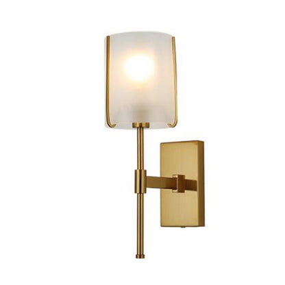 Vivolux | 1-Kopf Metall Wandbeleuchtung Traditionelle Gold Gerade Arm Schlafzimmer LED Wandmontage Licht mit Frosted Glas Shade