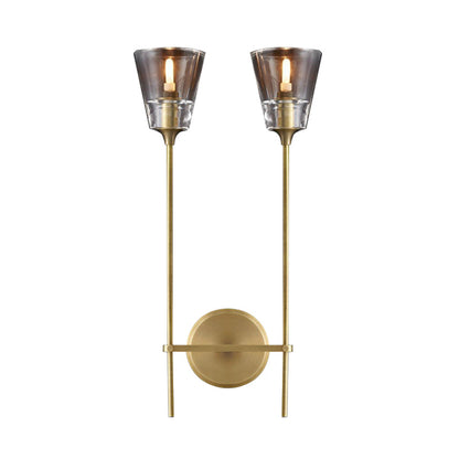 Vivolux | Kegelförmige Badezimmer-Wandleuchte Retro Klarglas 1/2 Licht Schwarz/Messing LED Wandmontage Beleuchtung