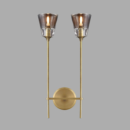 Vivolux | Kegelförmige Badezimmer-Wandleuchte Retro Klarglas 1/2 Licht Schwarz/Messing LED Wandmontage Beleuchtung