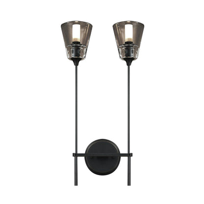 Vivolux | Kegelförmige Badezimmer-Wandleuchte Retro Klarglas 1/2 Licht Schwarz/Messing LED Wandmontage Beleuchtung