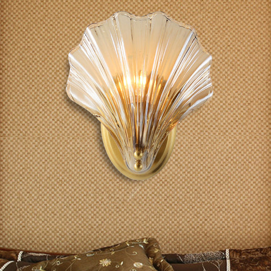 Vivolux | 1 Glühbirne Wandmontage Licht Traditionalist Schlafzimmer LED Wand Sconces Beleuchtung mit Muschel klarem Glas Schirm